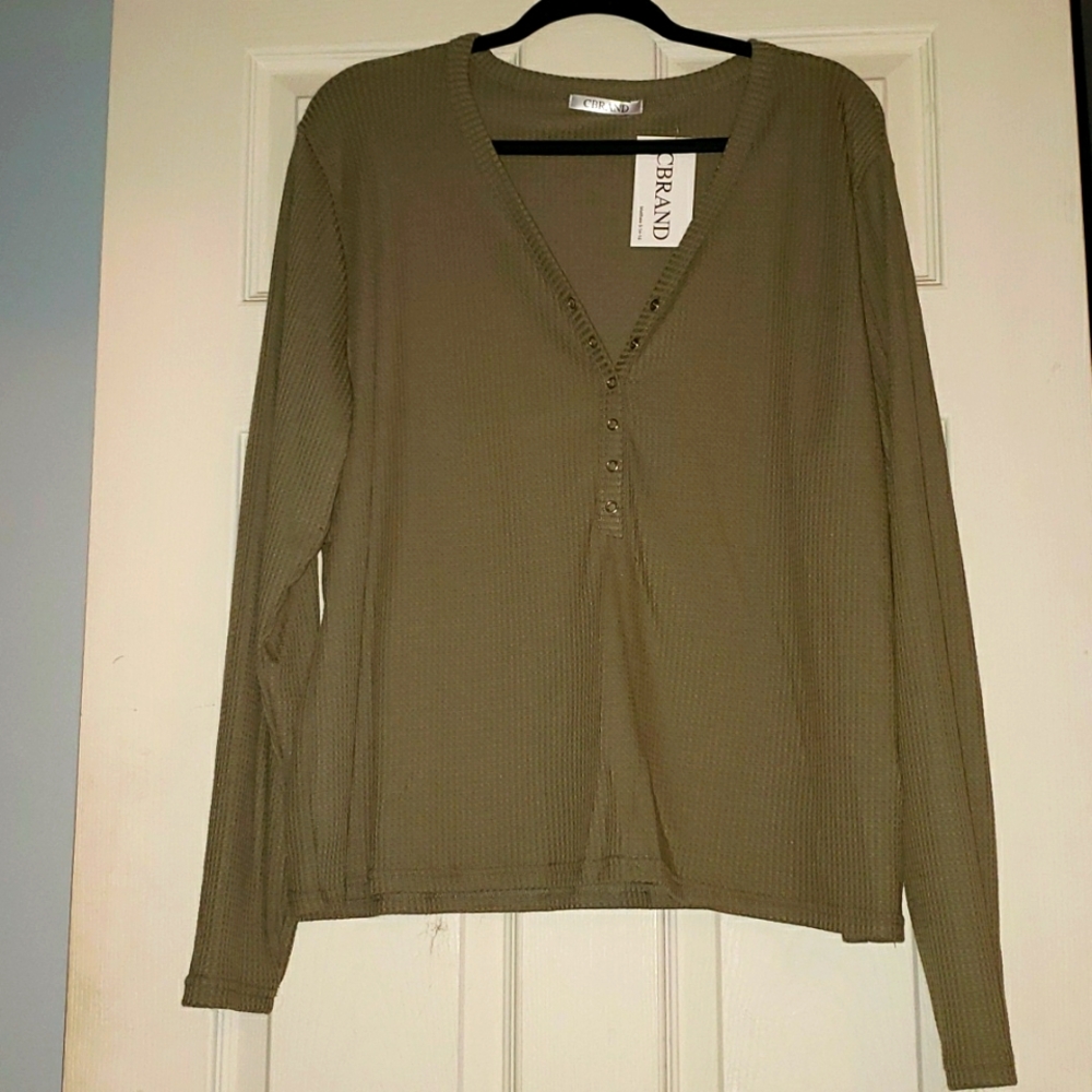 CBRAND olive color long sleeve top size 2xl